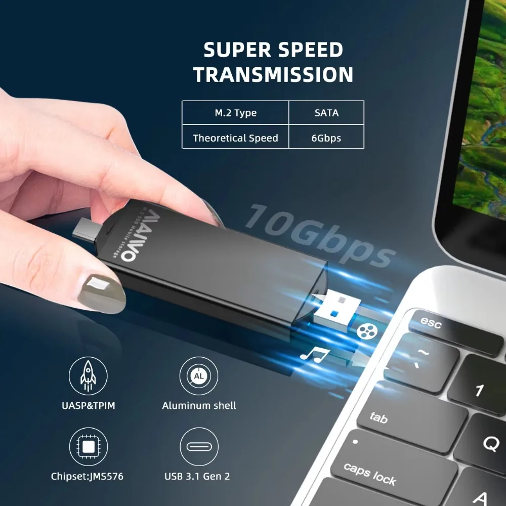 MAIWO M.2 SATA SSD Enclosure SSD Case 2-in-1 Type-C/USB3.0 Solid State Drive Case Laptop Mini External Box PC 2230/2242 ssd enclosure