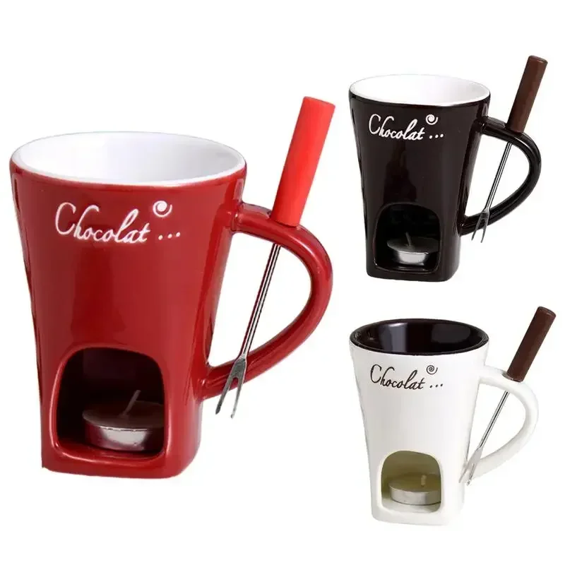 Indulgent 200ml Ceramic Chocolate Fondue Mug and Butter Warmer
