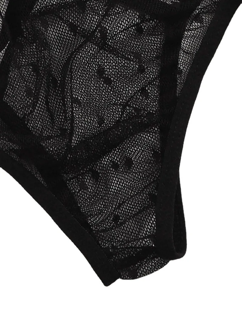 Reggiseno sexy S Reggiseno trasparente trasparente e mutandine S con biancheria intima da donna in pizzo a rete prospettiva giarrettiera_voghion.com