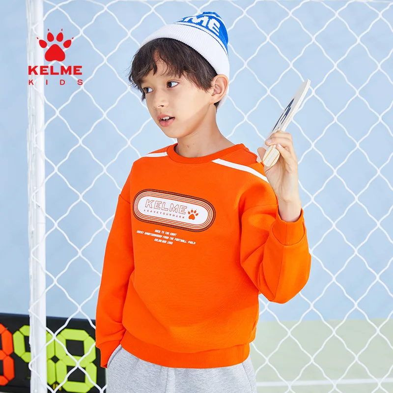 

Детская одежда KELME, толстовка с круглым вырезом для мальчиков, повседневный модный детский пуловер, Топ 5131TT3002
