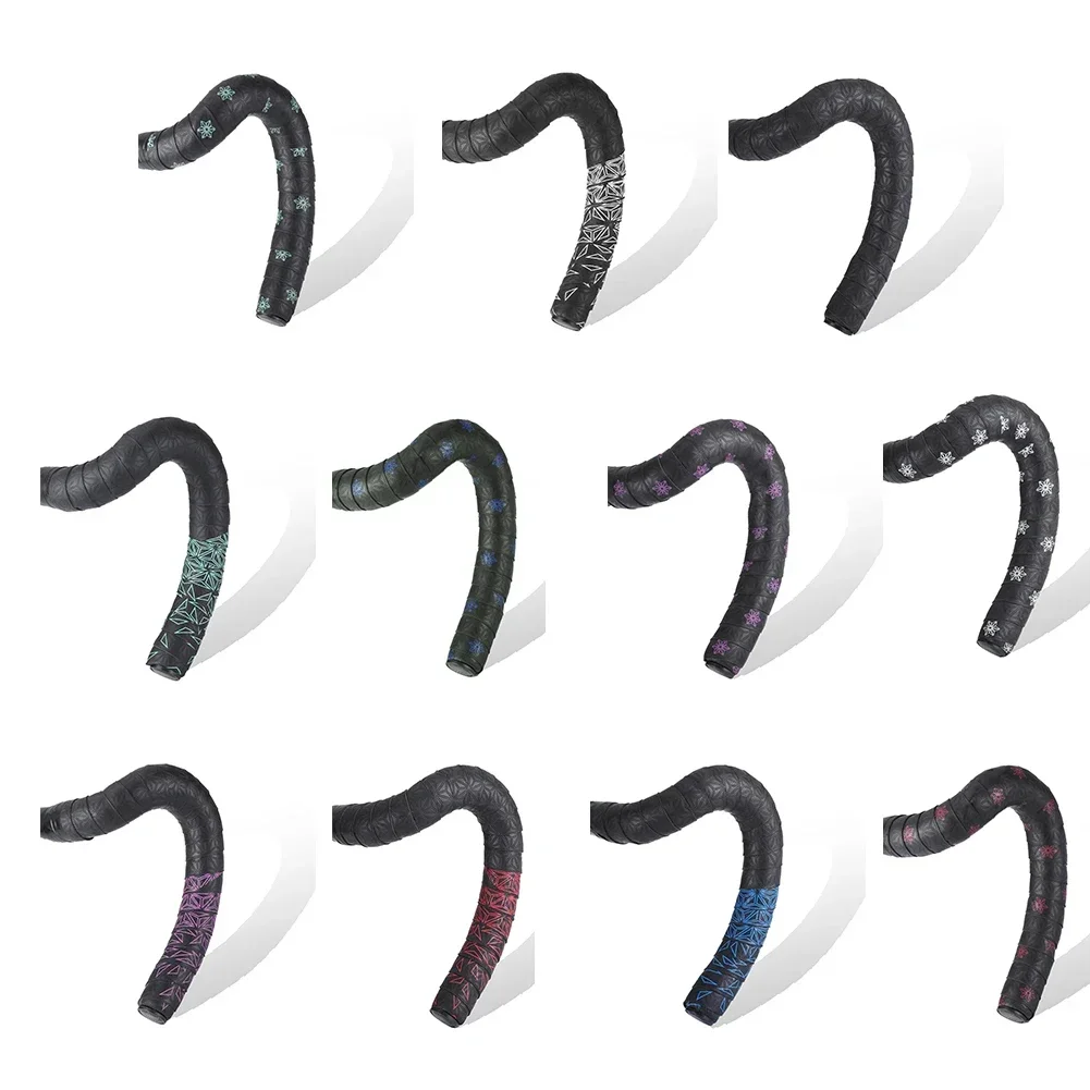 Bike Handlebar Tape 1 Pair Anti-Slip Road Bike PU Shock w/ Bar End Plugs Anti-Vibration Wrap