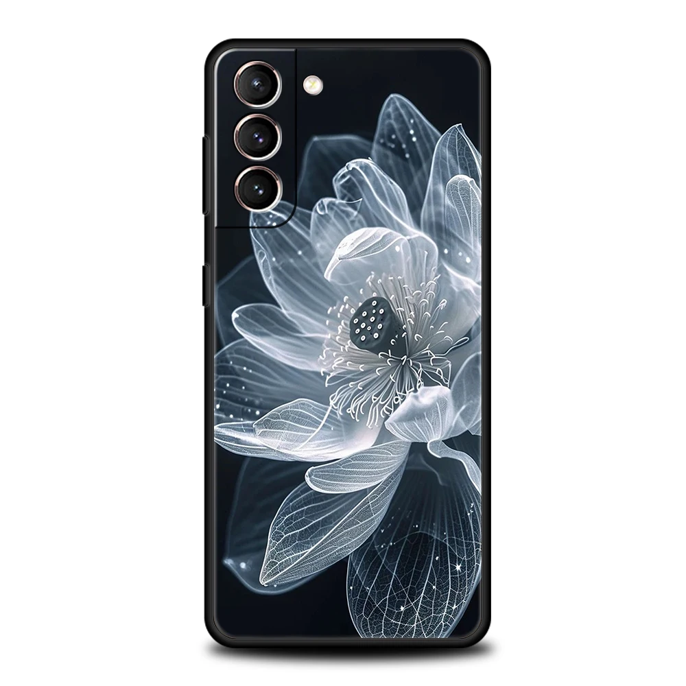 White Lotus Floral Soft TPU Phone Case Cover