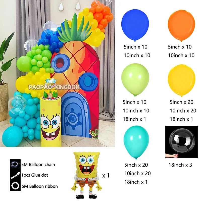 SpongeBob Thema Ballon Girlande Bogen Kit Baby Dusche Party Dekorationen Kinder Geburtstag Party Ballon Kinder Geschenke Spielzeug – Detail 4