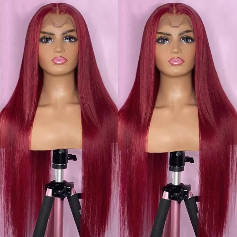 

99J Burgundy Colored Lace Front Human Hair Wigs Straight Burgundy 13x4 HD Lace Frontal Wig Red Lace Front Wigs For Black Women