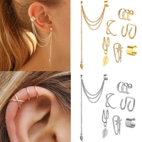 7Pcs/5Pcs Set Minimalist Ear Cuffs Tassel Earrings for Women Cuff Ear Clips Earring Climbers Earcuffs Fake Studs Stud Earring 1