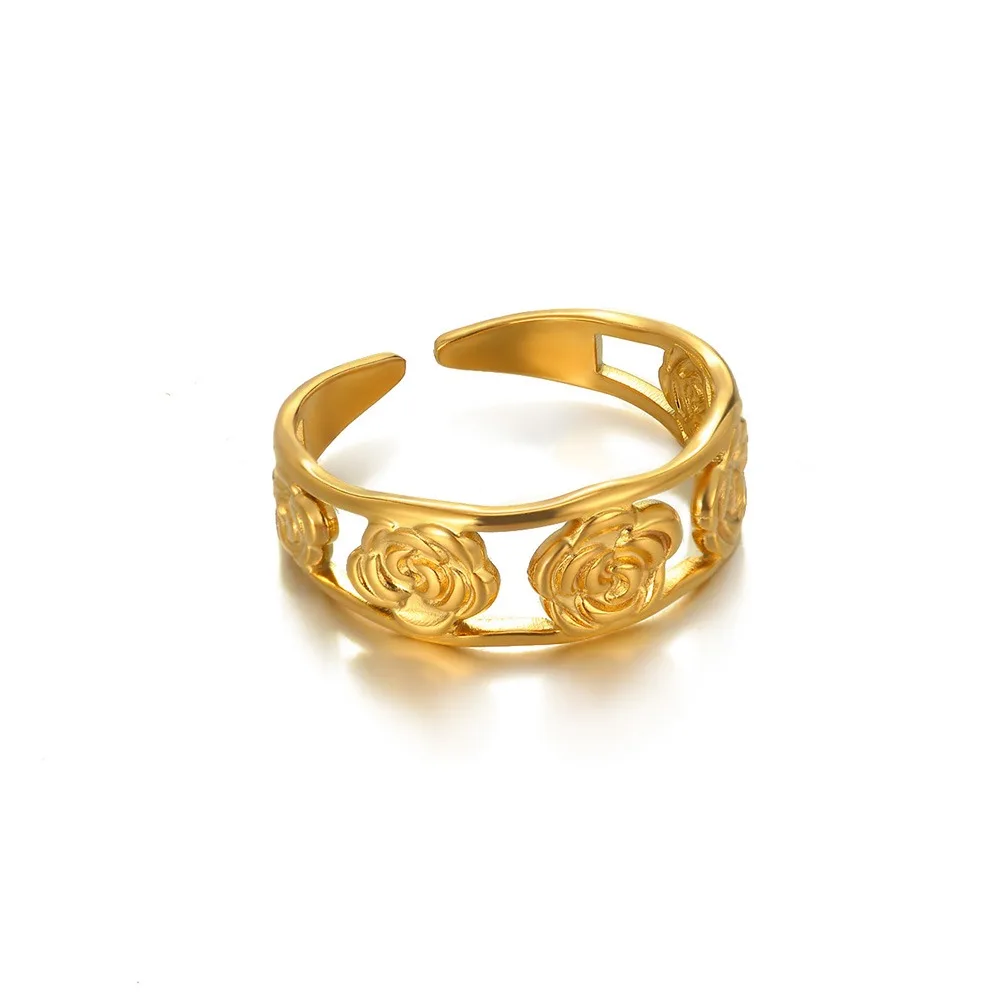 Flower Rings 316L Stainless Steel Waterproof Wedding Gift for Women