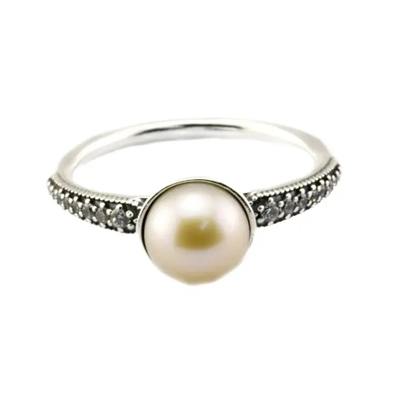 

CKK Elegant Beauty White Pearl Silver Ring for Women Men Anel Feminino 100% 925 Jewelry Sterling Anillos Mujer Hombre Wedding