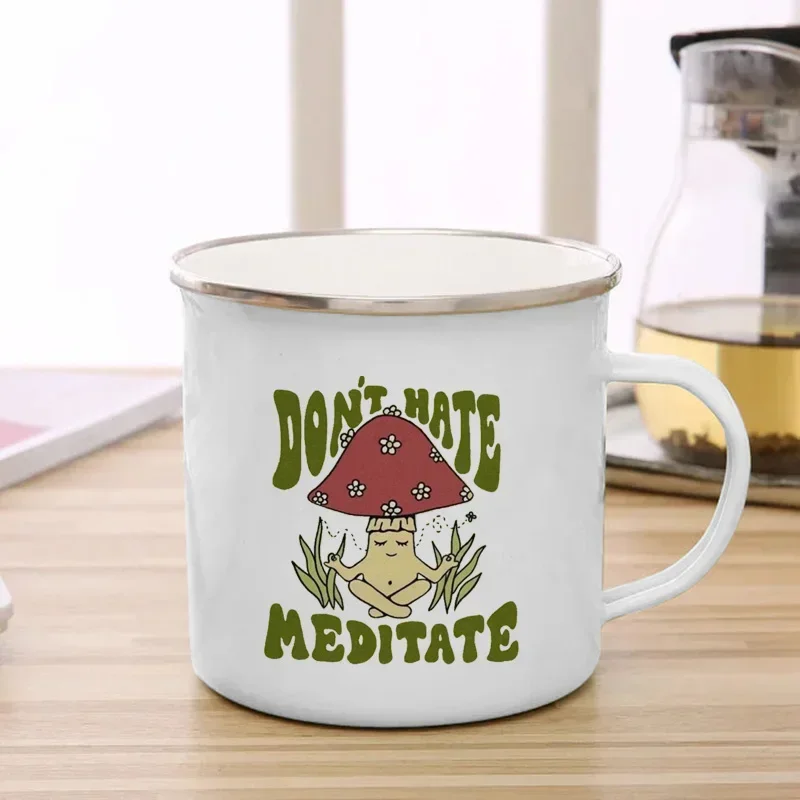 Women's Creative Mushroom Enamel Mug - Travel Tea & Coffee Cup with Handle, Perfect