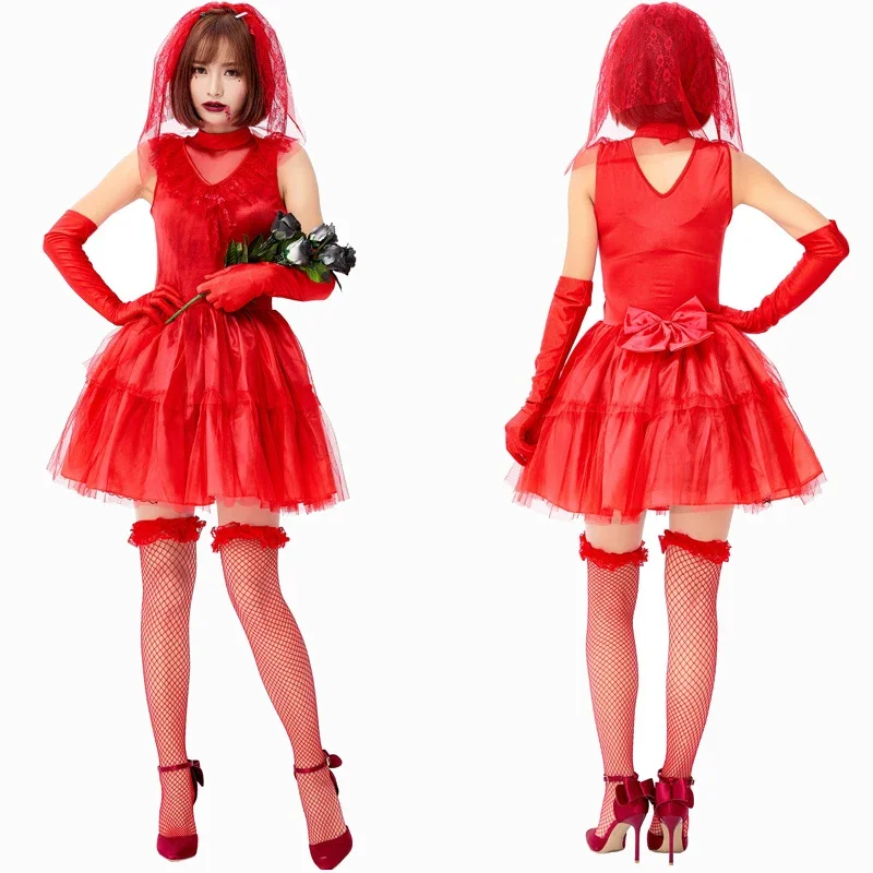 Red Ghost Bride Costume Cosplay Women Bloody Mary Halloween Ghost Princess Dress Abbigliamento Costume Di Halloween Per Donne Adulte