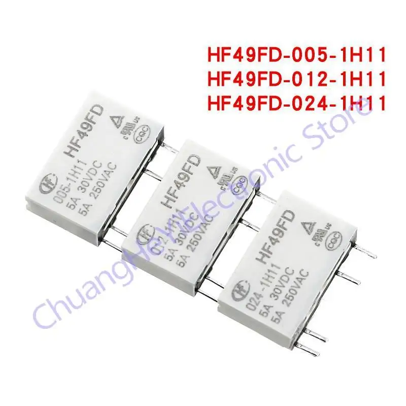 Description Picture 4 of item5Pcs HF49FD Industrial relay HF49FD-005-1H11 HF49FD-012-1H11 HF49FD-024-1H11 1H12 5A 4PIN 5V 12V 24V Miniature power relay