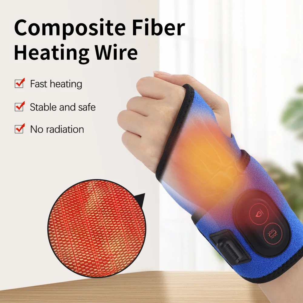 

1pc Electric Heating Massage Wrist Guard Far Infrared Hot Compress Therapy Composite Fiber Heating Wire Wrist Strap Protector