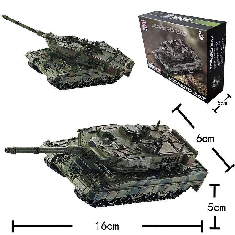 1/72 Klassisches Leopard 2 Kampfpanzer-Modell, kreative Militärserie, Bausteine, Dekoration, zusammengebautes Spielzeug für Jungen, Weihnachtsgeschenke