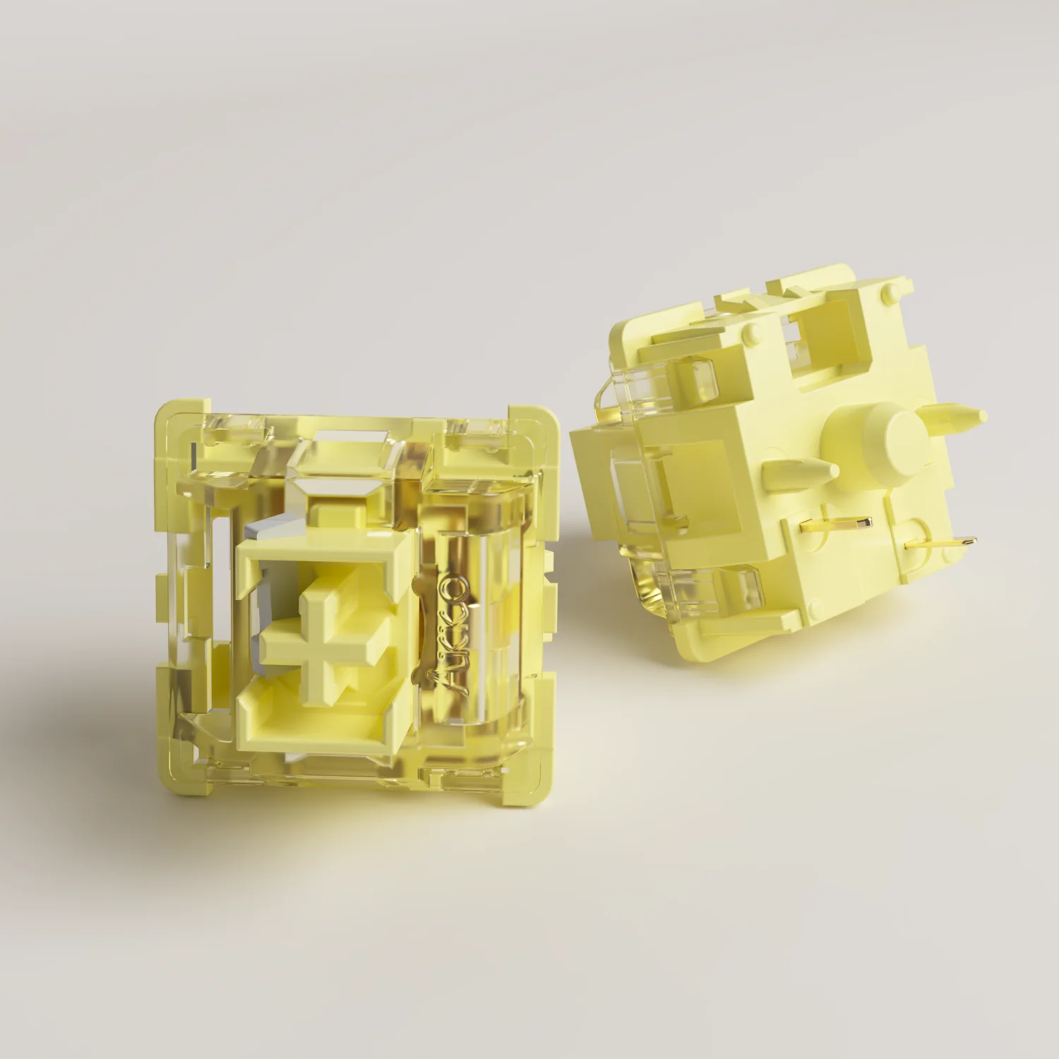Interruptor Linear Akko com Haste Dustproof Compatível com Teclado Mecânico mx Amarelo Creme v3 Pro Pinos 50gf 45 Pcs - Imagem 3