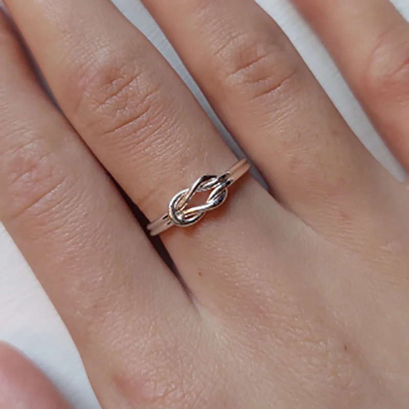 Finger Rings Knot Infinity Rings For Women Girls Gold Color Stainless Steel Heart Finger Ring Vintage Jewelry Gift