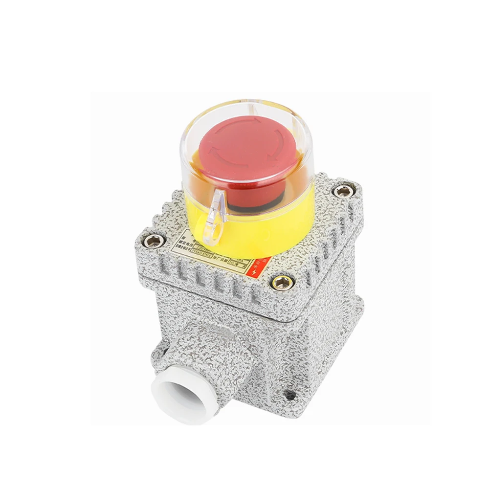 2Pcs Explosion Proof Emergency Button Mushroom-shaped Umbrella Machine Panic Switch Security Alarm Aluminium Alloy Control Box