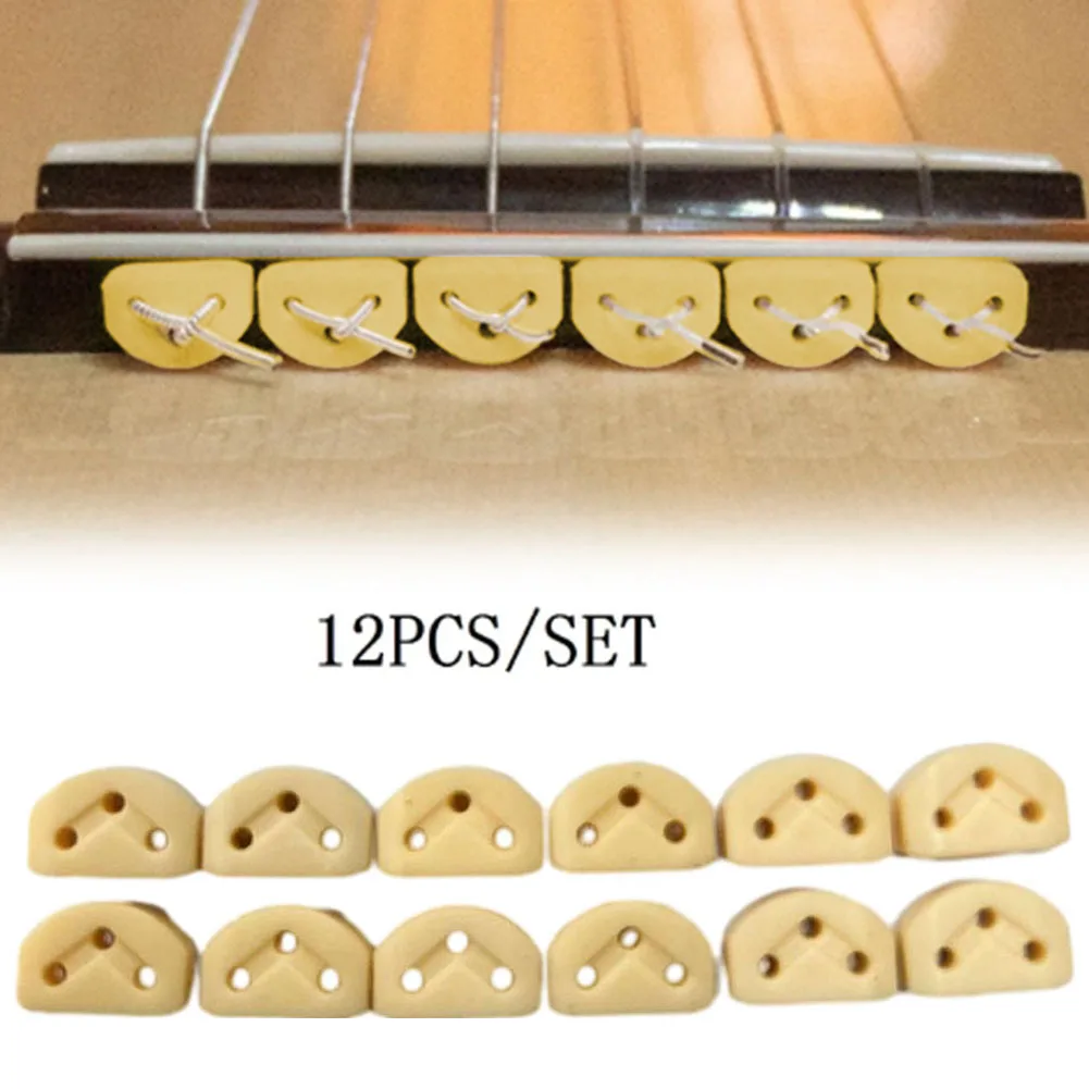 12 Stück zusammengesetzte Saitenhalter für klassische Gitarren und Ukulelen, die die Saitenstabilität aufrechterhalten und den Klang verbessern – Detail 9