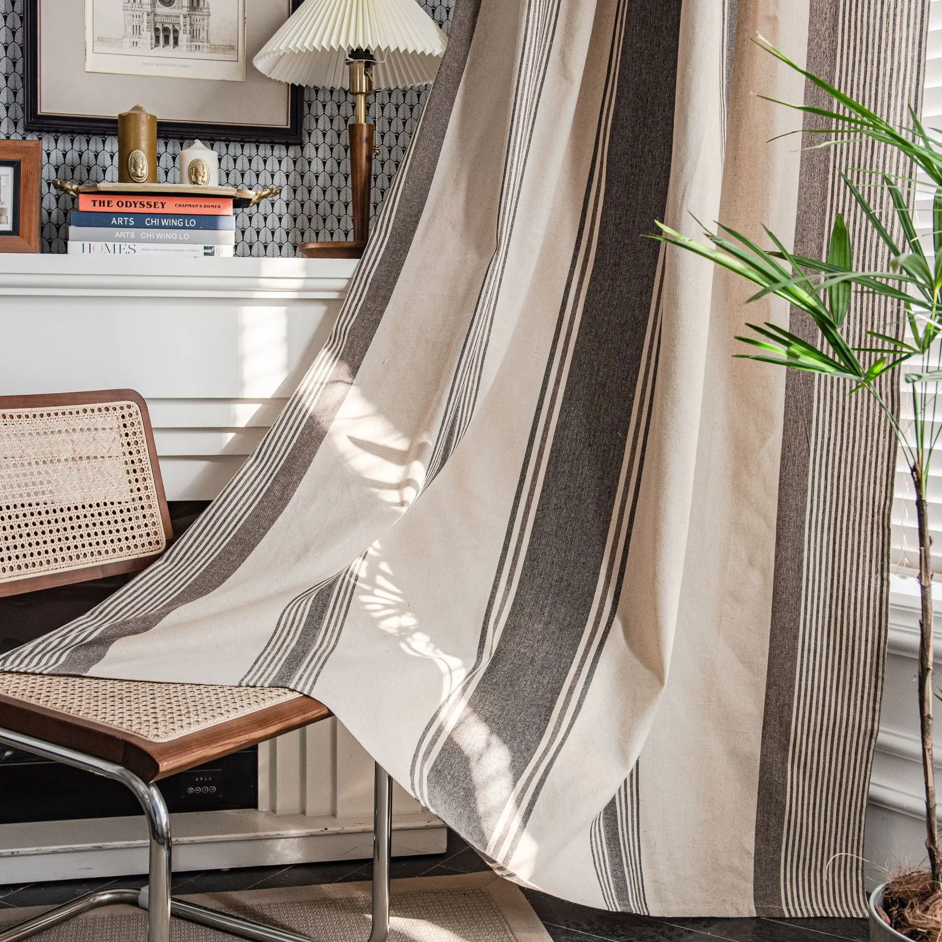 

Linen Curtains Natural Blended for Long Living Room Burlap Stripe Textured Light Filtering Grommet Bedroom Cotton Curtain Drapes