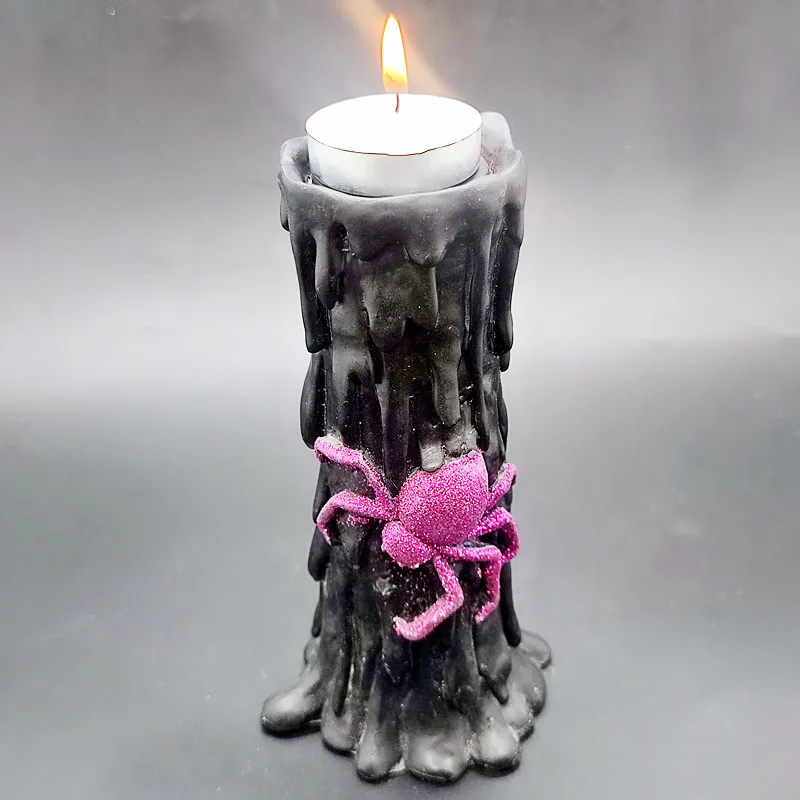

Silicone mold black spider candle holder DIY production candle resin gypsum candle holder model Halloween decoration tool