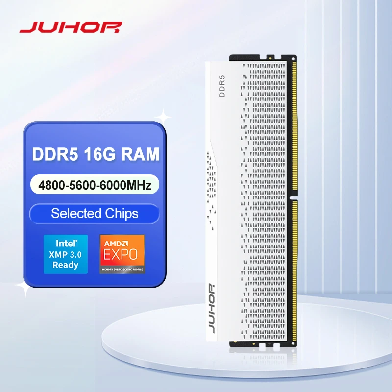 JUHOR DDR5 16GB 4800MHz 5600MHz 6000MHz RAM UDIMM for Computer PC