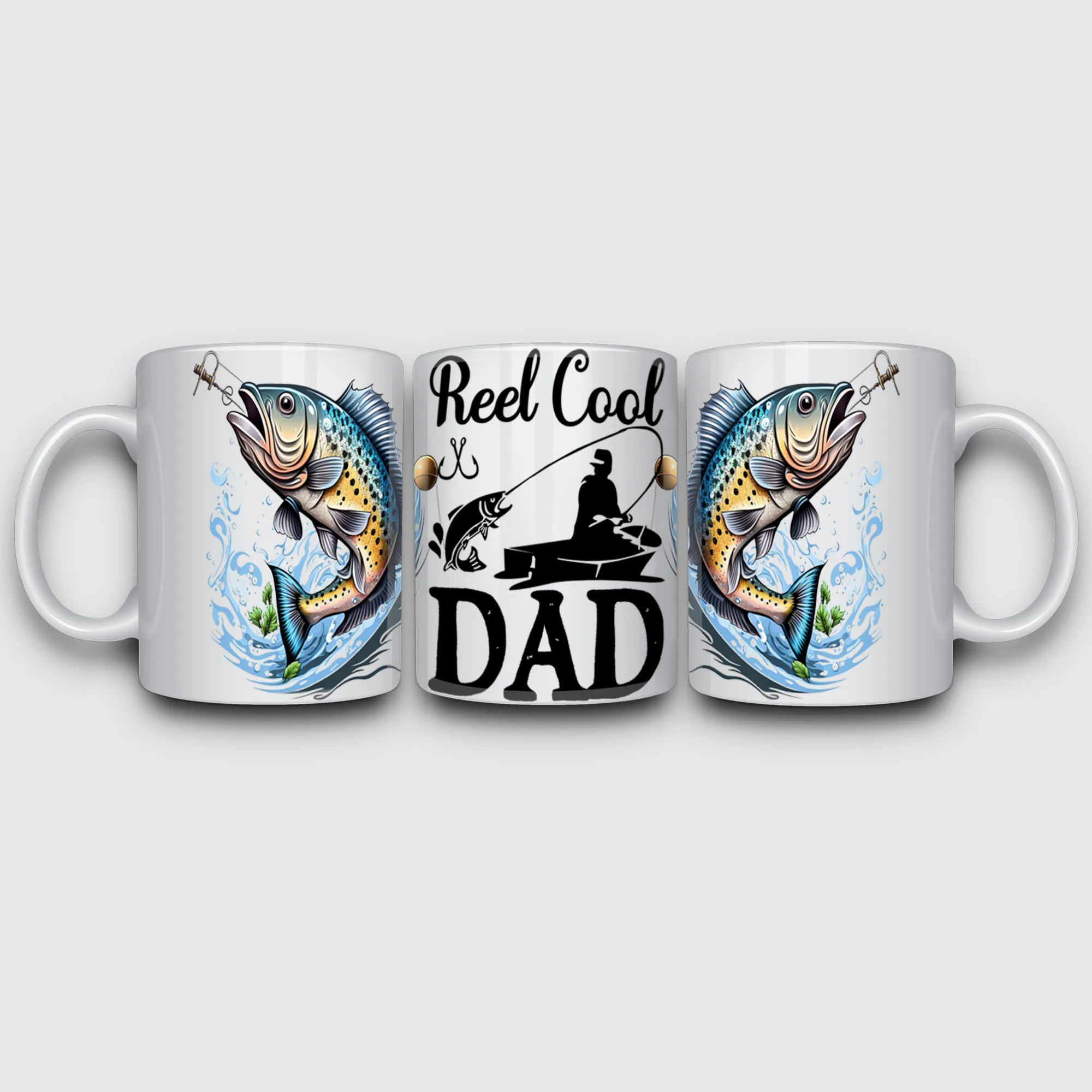 5 Sheets Fishing Dad UV DTF Cup Stickers, Sport DTF Transfer Stickers for Glass, Waterproof Friction Transfers, for 16 oz Glass,