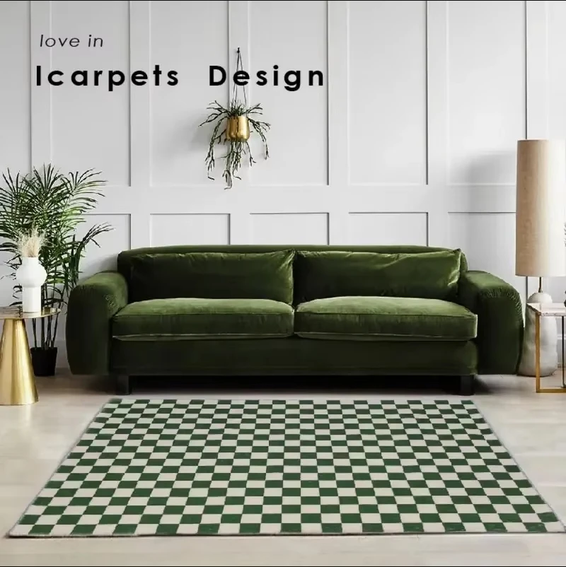 VIKAMA Schachbrett Teppich Wohnzimmer Moderne Einfache Nordic Schlafzimmer Zimmer Nacht Couchtisch Sofa Plaid Teppich Hause Dekoration