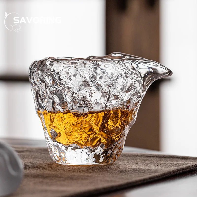 150ml Handmade Glacier Hammer Pattern Glasstea Pitcher Crystal Cha Hai Japanese Justice Cup Tea Ceremony Accessories