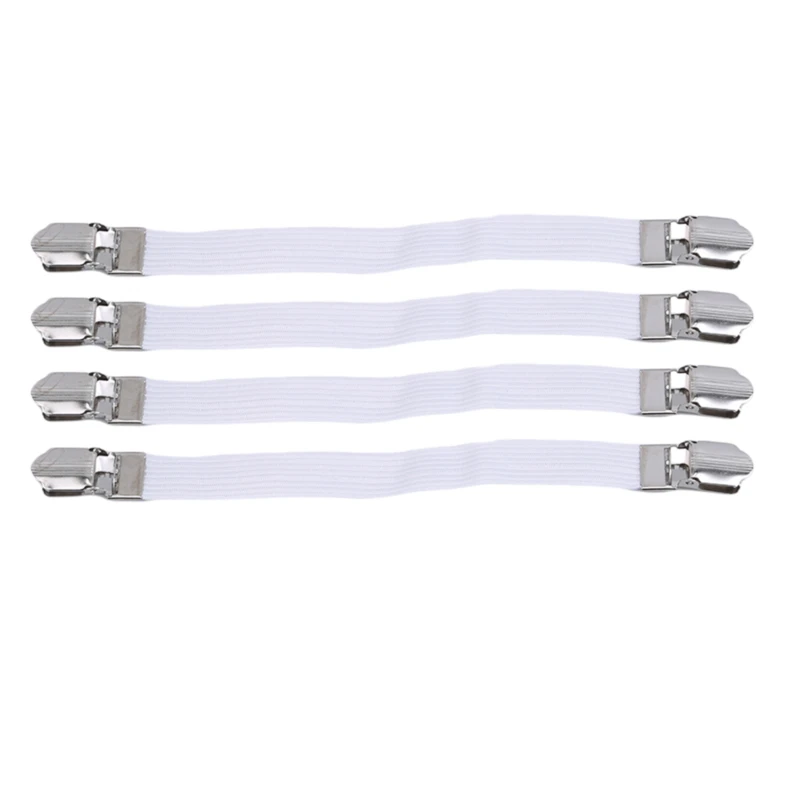 4pcs Elastic Bed Sheet Grippers 2Clips Belt Fastener Bed Sheet Clips Non-slip Clamp Mattress Cover Blankets Holder