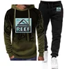 2024 New Men Reef Logo Spring and Autumn Fashion T-shirt Trendy Brand Loose Fit Casual Versatile Hoodies Trousers Gradient Suit 1