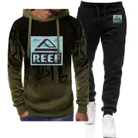 2024 New Men Reef Logo Spring and Autumn Fashion T-shirt Trendy Brand Loose Fit Casual Versatile Hoodies Trousers Gradient Suit 1