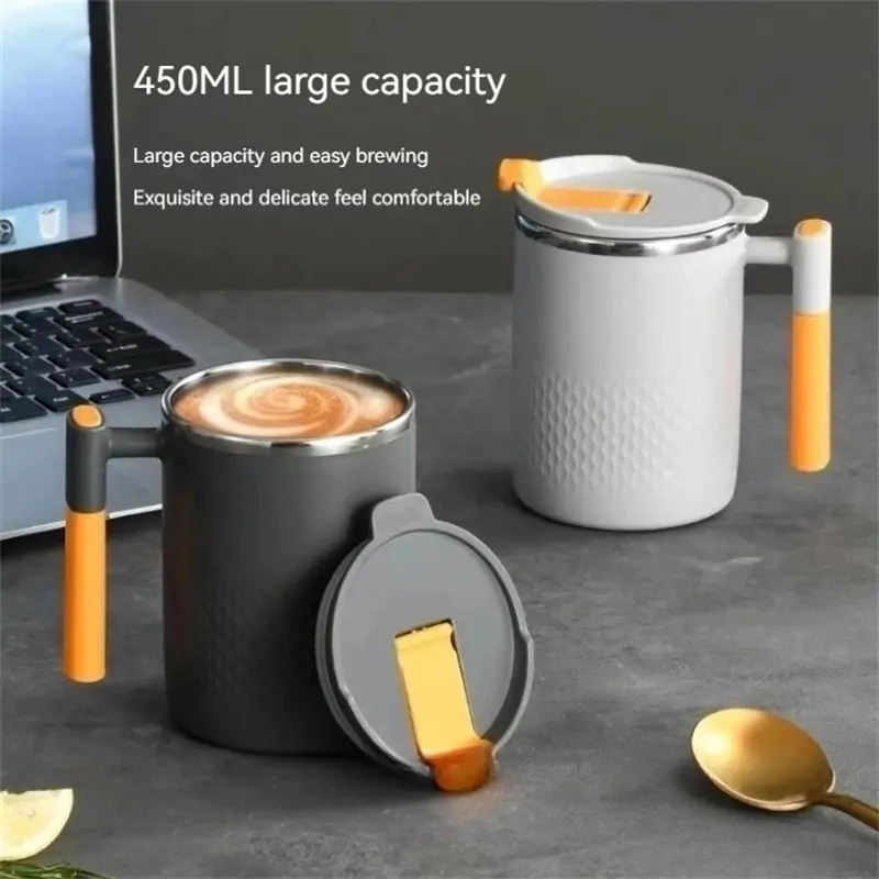 Portable Double-layer Anti-scalding Coffee Mug 304 Stainless Steel Water Cup Handle Cover Leak-proof Thermos Cups Mugs coffee mug