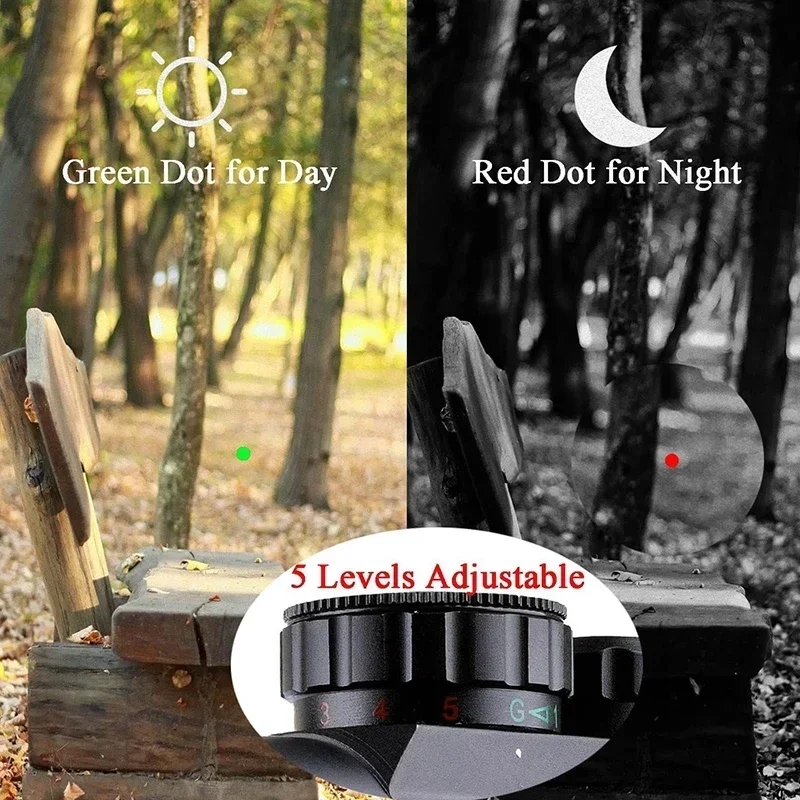 Red Dot Scope Tactical Optics Reflex Compact Riflescope Adjustable Rail 11mm 20mm 1x40 Red Dot Sights with Lens Cover