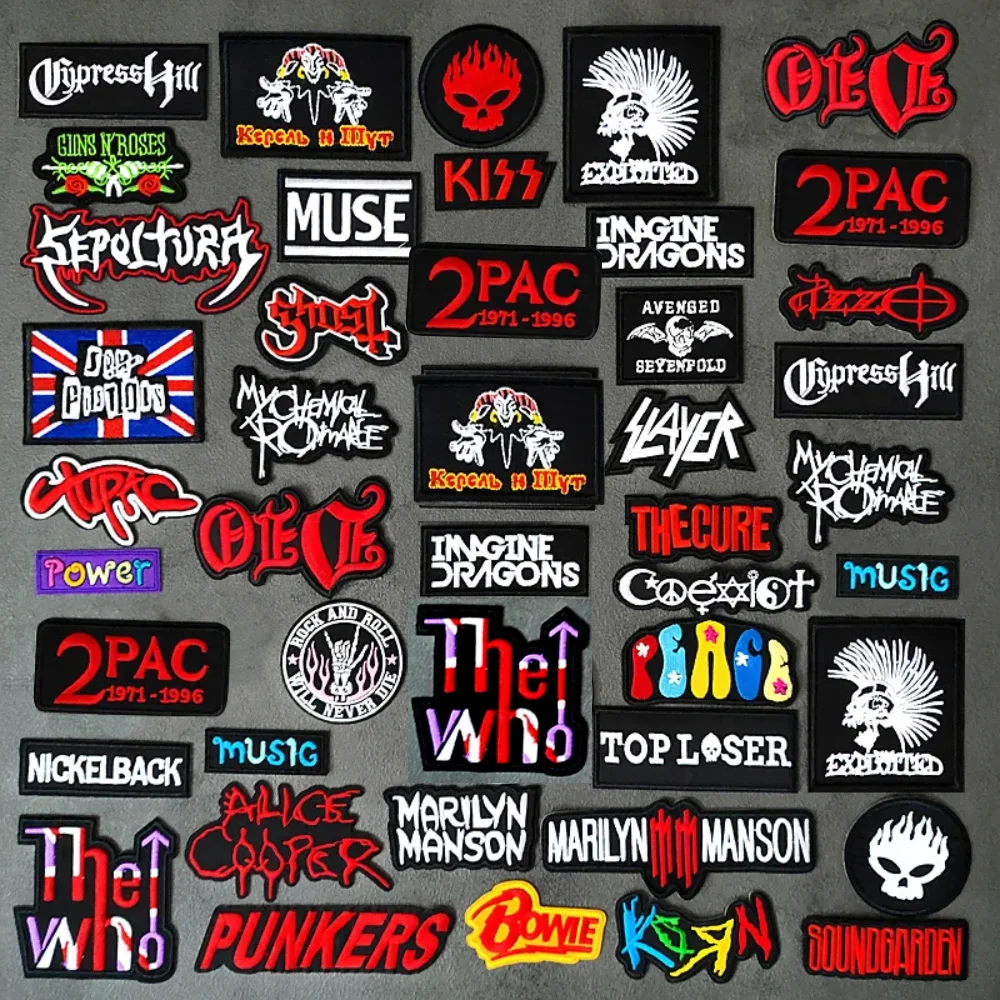 

BAND DIY Iron On Patches Embroidery Applique Clothes Sewing Supplies Decorative Badges Stickers PUNKERS Classic Nostalgia Music
