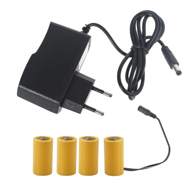 범용 6V LR14 C 제거기, 4x1.5V C 크기 교체, LED 조명, 전자 장난감, 110V, 220V, 50Hz, 60Hz