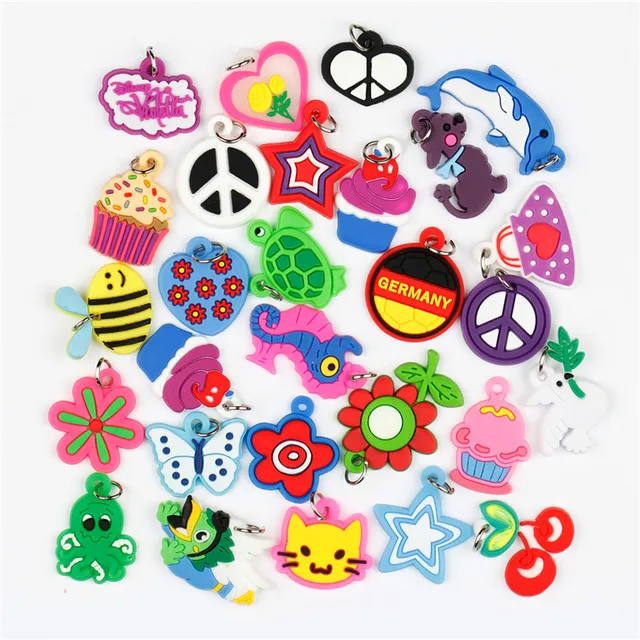 100Pcs DIY Colorful Handmade Rainbow Loom Soft Pendant Rubber Band Bracelet Jewelry Accessories Making Toys for Girl Mixed Color 1