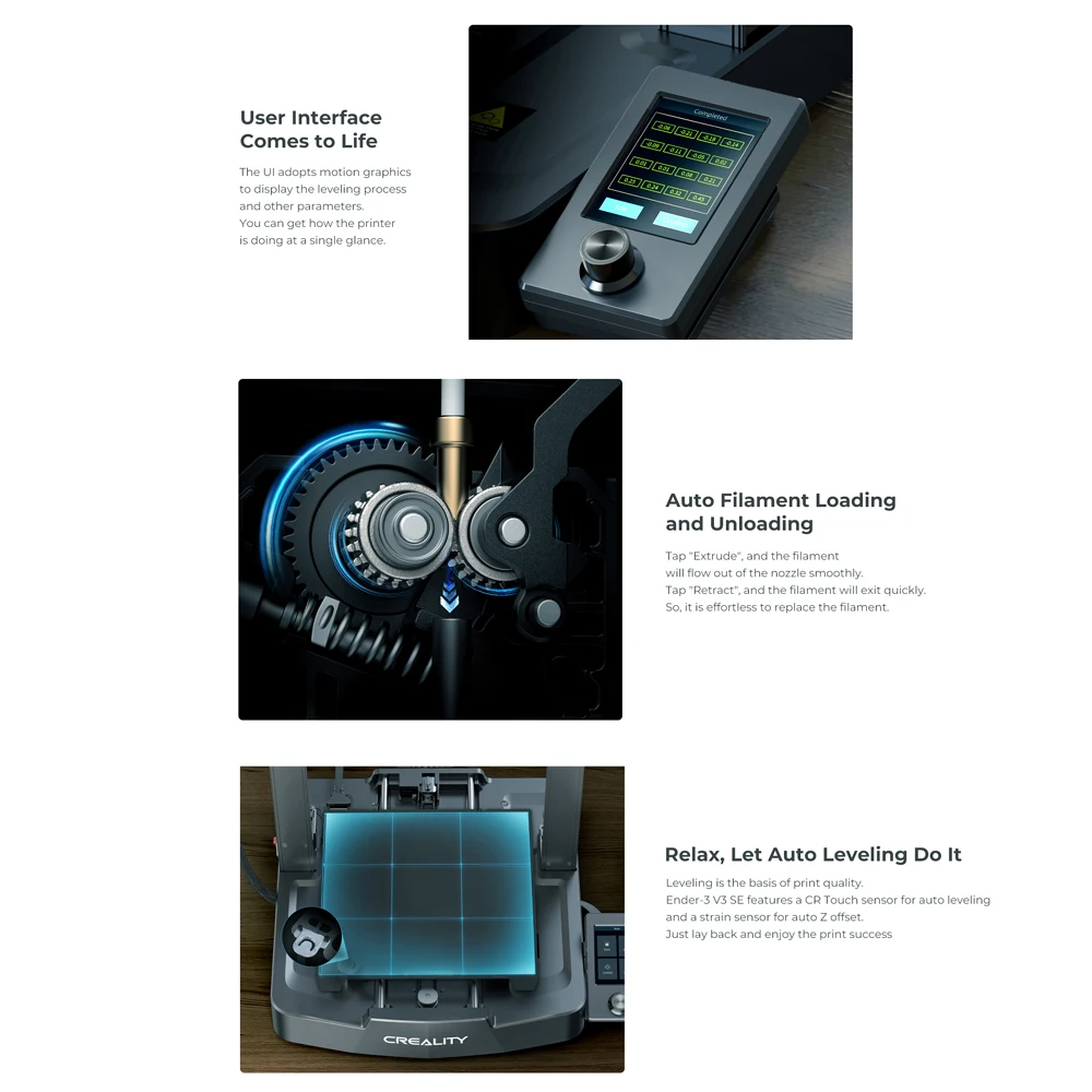 Creality Ender 3 V3 SE/KE 3D プリンタ スプライト直接押出 250mm/S