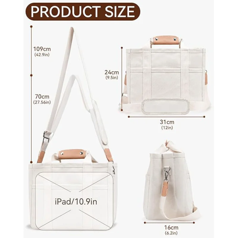Damen-Canvas-Handtasche mit mehreren Fächern, großes Fassungsvermögen, lässige Shopper-Schultertasche für Damen, Mumie-Tasche_voghion.com