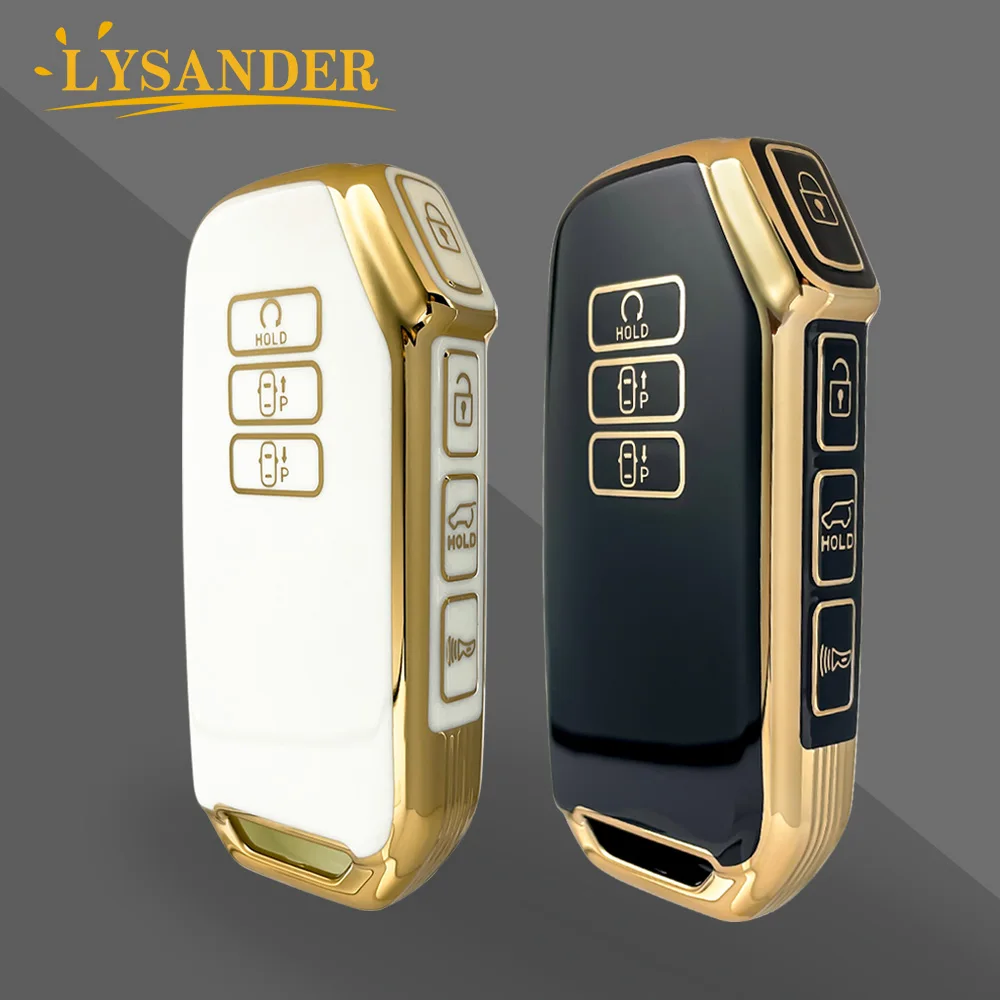 Key Case,Key Case Cover,Car Key Shell,Remote Control Case Cover 7 Button TPU Car Remote Key Case Cover Shell For Kia Sorento MQ4 Gold Edge Key Shell Keychain Keyring