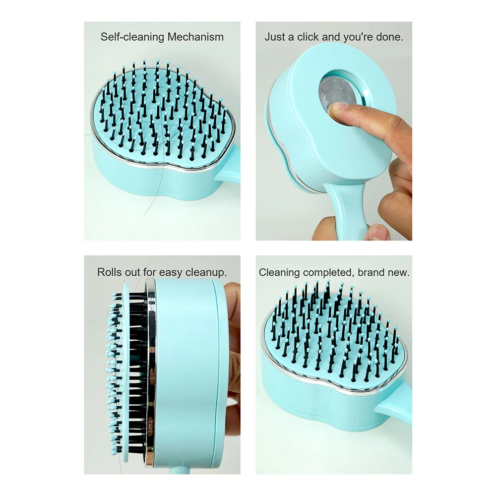Self Cleaning Hair Brush Head Massage Retractable Bristle Hairbrush One-Button Operation Scalp Massaging Comb Styling Hair Tools 2