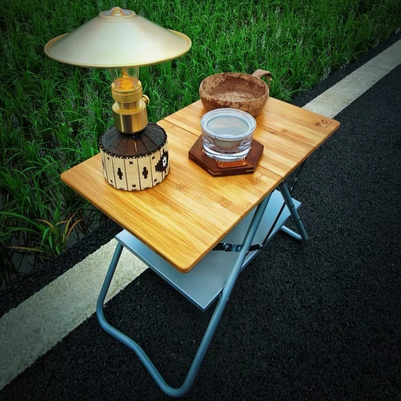Outdoor Camping Portable Small Table Folding Table Camping Table Bamboo Wood Table Picnic Dining Desk Cool Camping Gear New