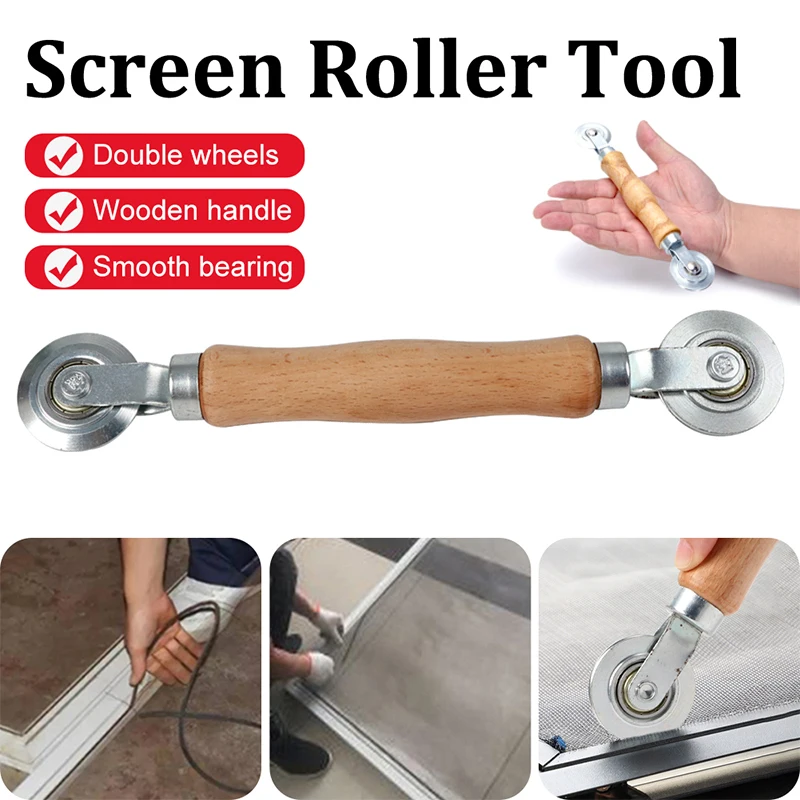 

New Rolling Tool For Double Window Installation Hand Spline Roller Wooden Handle And Steel Wheels Household Durable Screen Door