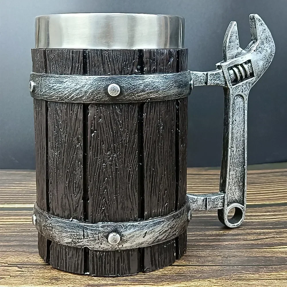 

600ml Viking Stainless Steel Beer Vintage Mug with Handle Large Portable Capacity Coffee Cup Tea Mug Party Bar Freeshipping