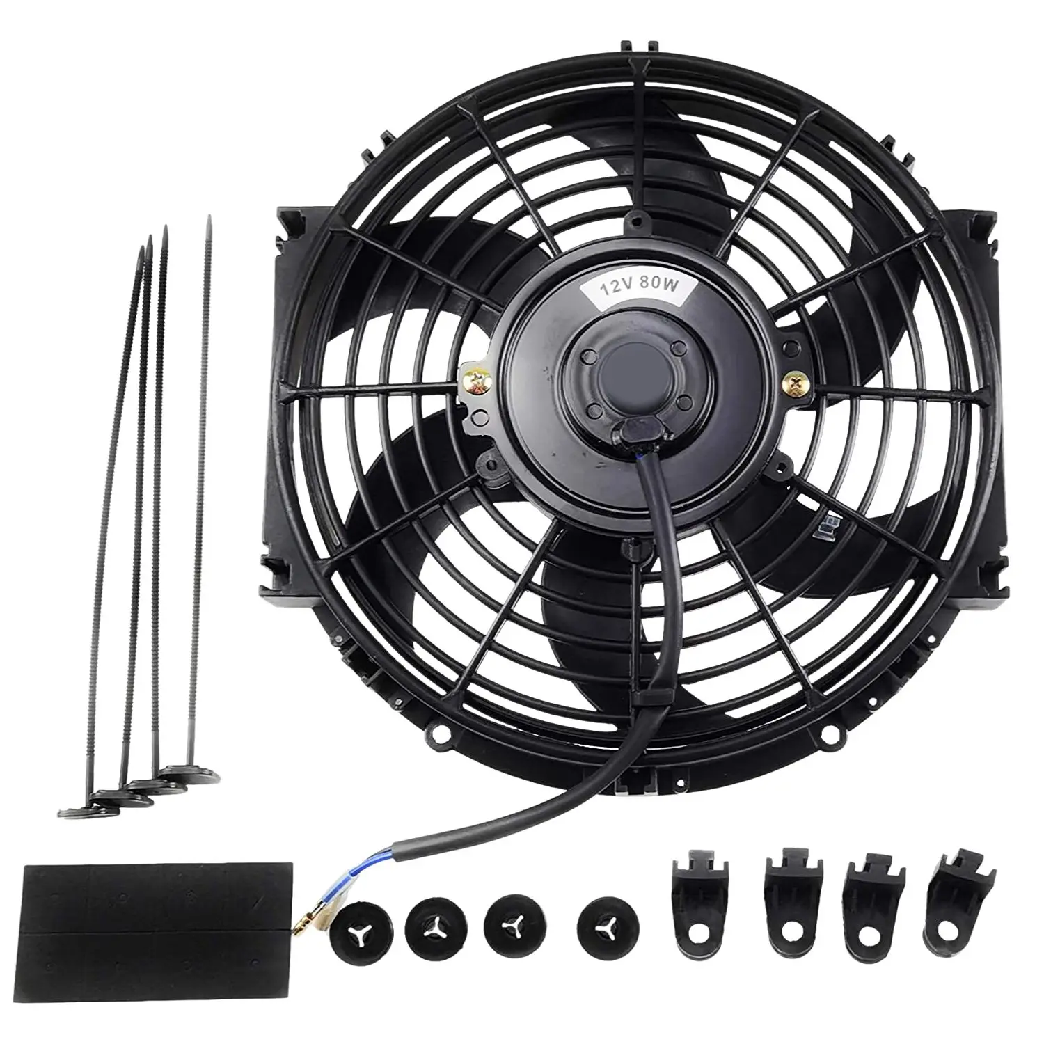 

Universal 10 Inch Black Slim Fan Push Pull Electric Radiator Cooling 12V 80W Mount Kit