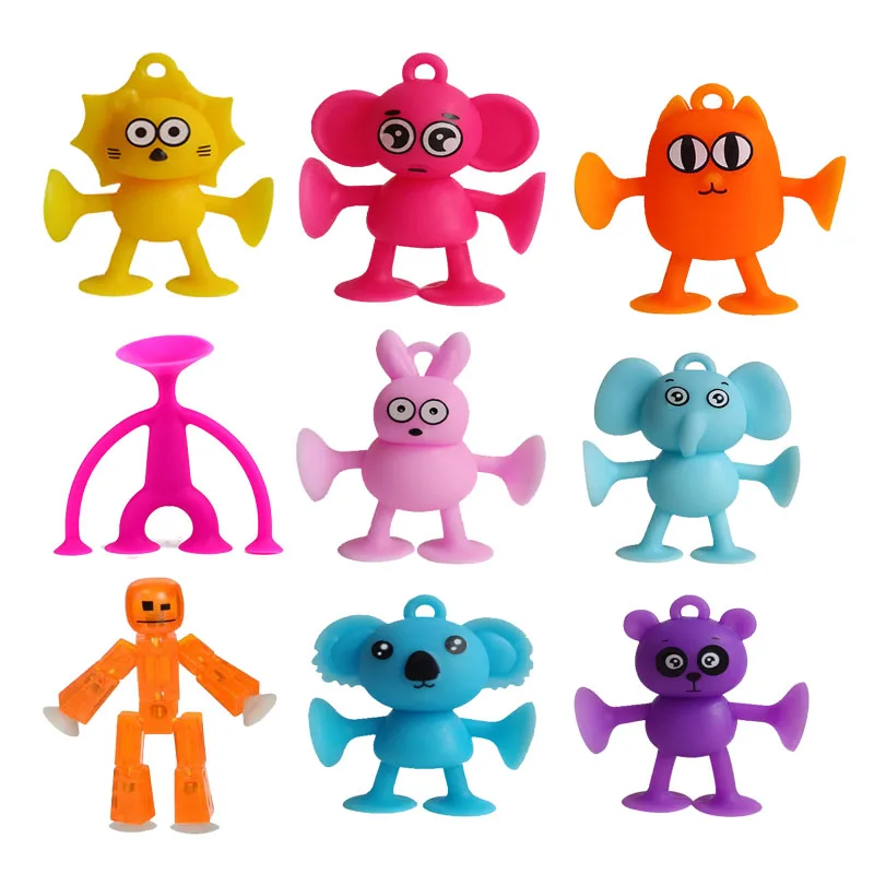 1pc Suction Cup Stickbot Toys Sticky Robbot Toys For Boys Funny Deformable  Action Figure Sucker Toys Kids Game Gifts Toys