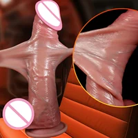 2-in-1 Super Realistischer Dildo Penis Schiebe Vorhaut Ejakulation Big Dick Penetration Anal Weibliche Masturbation Sexy Erwachsene Sex spielzeug but pluk dick sexy adult female sexy toi for men sexy shoppings sex toys 1