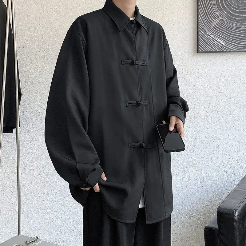 Men Fashion Tang Clothing Coat Vintage Button Down Tops New Chinese Style Clothes Improved Hanfu Male Hip Hop Streetwear