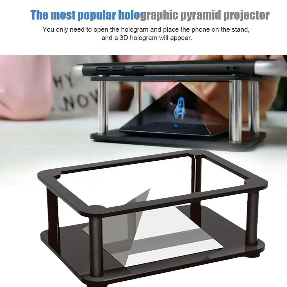 Universal 3D Holographic Display Stand Projector Mini Pyramid Hologram Projection Showcase For Mobile Phone Ipad MV Project Q7C7 For 3d holographic display box