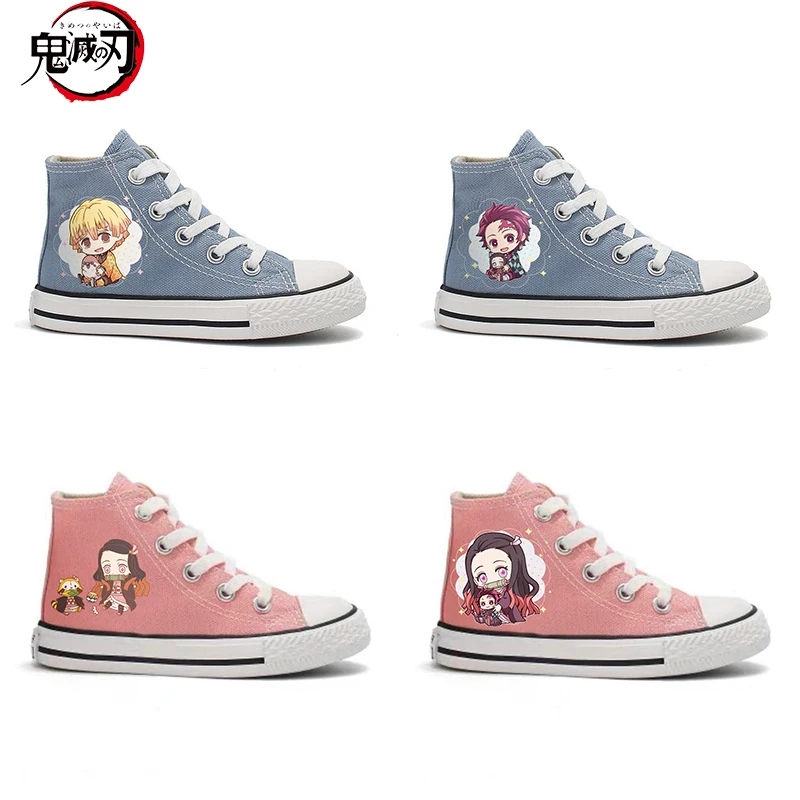 Demon Slayer Cartoon Anime Sneakers Kimetsu No Yaiba Tanjirou Nezuko Zenitsu Cosplay Casual High Top Scarpa Bambini Regalo Di Compleanno