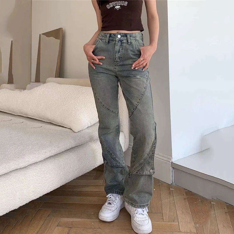

Vintage High Waisted Loose Jeans for Women - Retro Straight-leg Denim Pants Boyfriend Jeans for Women Baggy Jeans