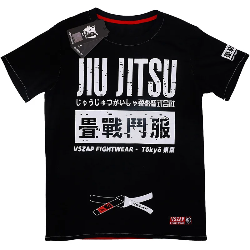 Sports apparel mens t shirt Vszap Jiu-Jitsu Rash Guard Short Sleeve MMA T Shirt Men Women Muay Thai Shirt BJJ Kickboxing Jersey Sanda Fight Boxing Clothing