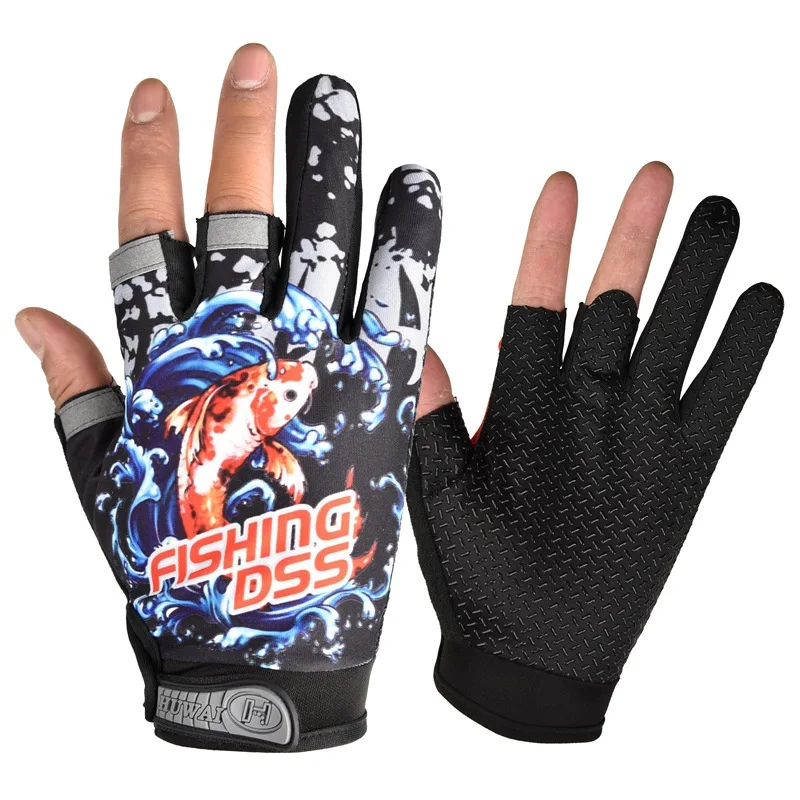 Men Women Universal Fishing Gloves Three Fingers Outdoor Half Finger Anti-slip Protection Fishing gloves